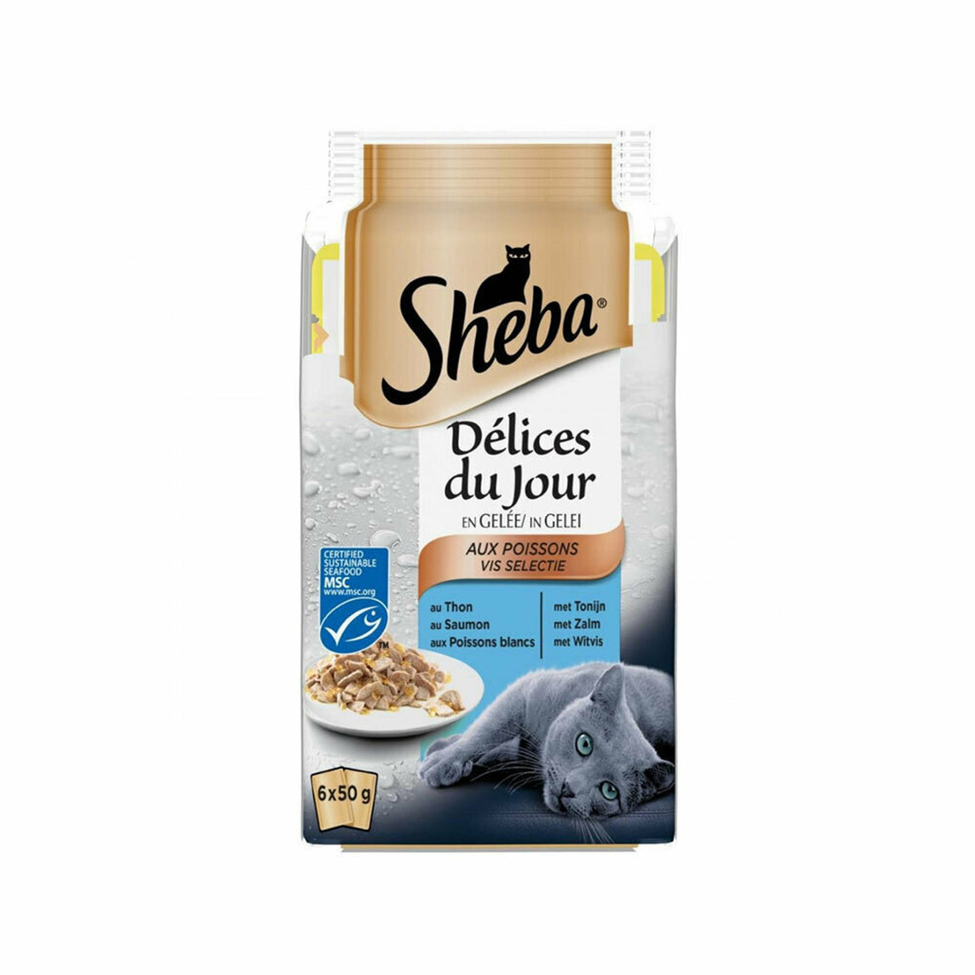 Sheba Delices Du Jours Μπακαλιάρος / Τόνος σε Σάλτσα 50gr 6τμχ