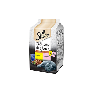 Sheba Delices Du Jours Κοτόπουλο / Σολομός σε Σάλτσα 50gr 6τμχ
