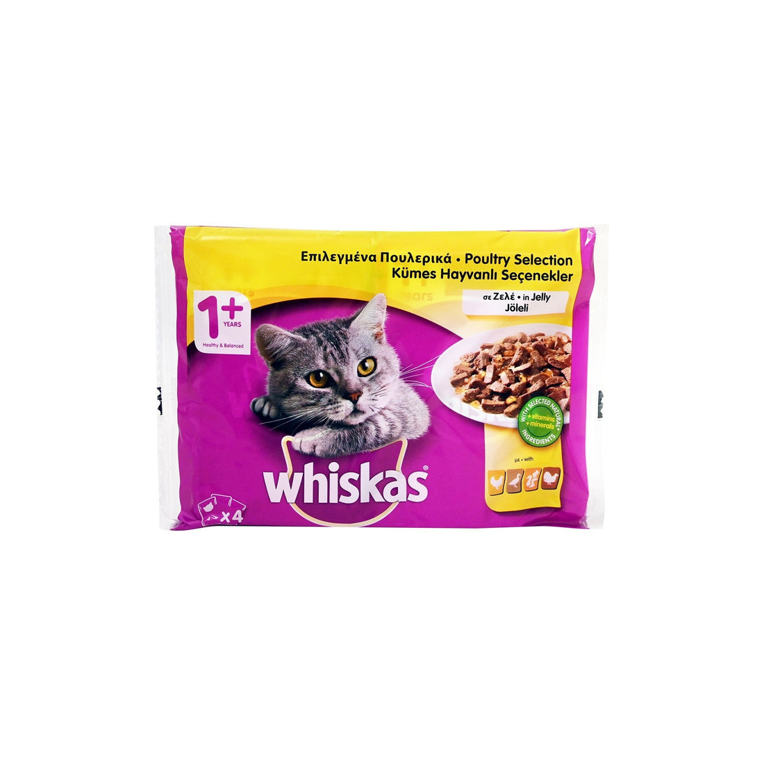 Whiskas 1+ Πουλερικά 100gr 4τμχ
