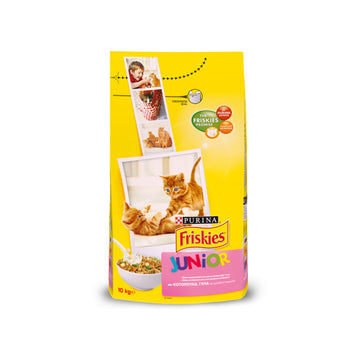 Purina Friskies Junior Ξηρά Τροφή για Ανήλικες Γάτες με Κοτόπουλο / Λαχανικά / Γάλα 10kg