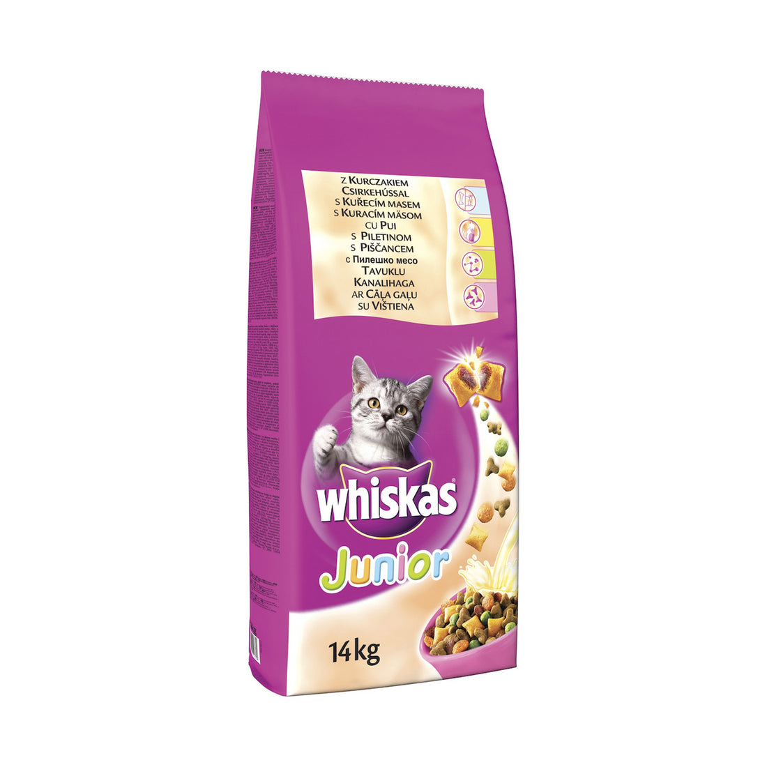 Whiskas Junior 2-12 Ξηρά Τροφή για Ανήλικες Γάτες με Κοτόπουλο 14kg
