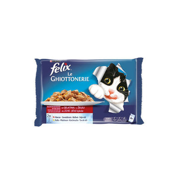 Purina Felix Le Chiottonerie Υγρή Τροφή για Ενήλικες Γάτες σε Φακελάκι με Βοδινό / Κοτόπουλο σε Ζελέ 85gr 4τμχ