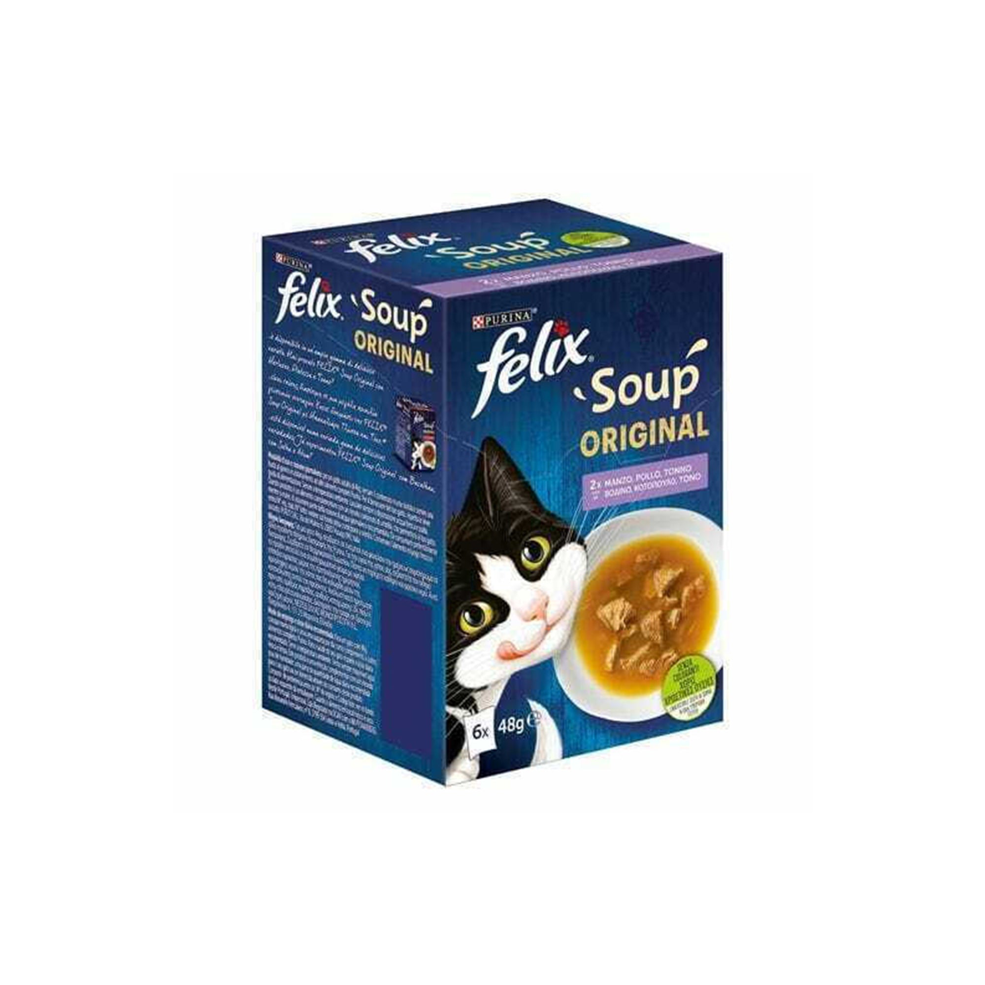 Purina Felix Soup Original Υγρή Τροφή για Ενήλικες Γάτες σε Φακελάκι με Βοδινό / Κοτόπουλο / Τόνο 48gr 6τμχ