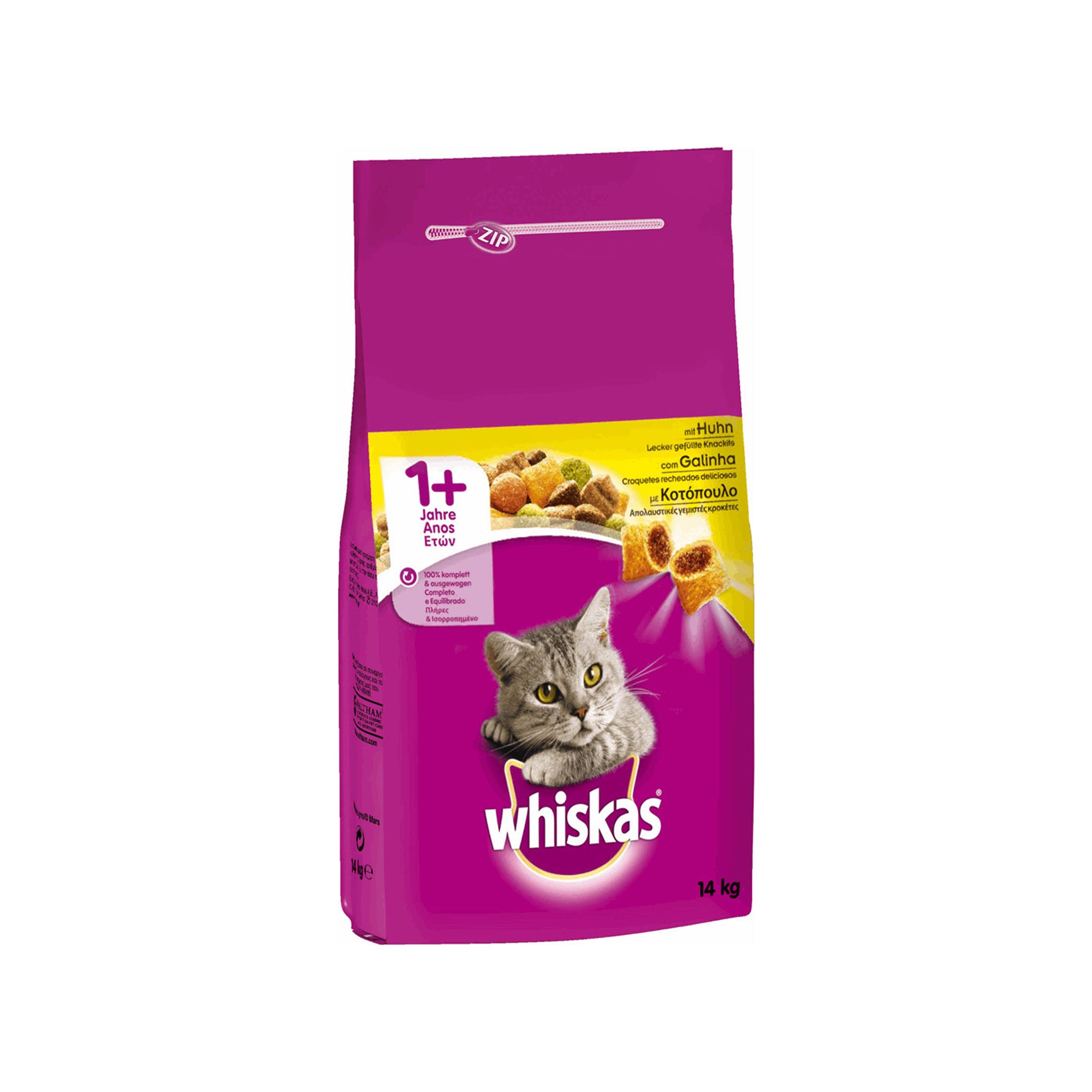 Whiskas 1+ Chicken Ξηρά Τροφή για Ενήλικες Γάτες με Κοτόπουλο 14kg
