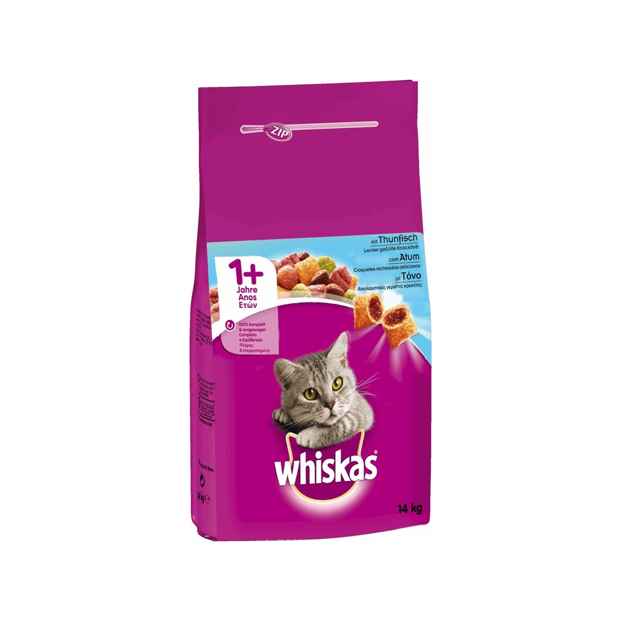 Whiskas 1+ Ξηρά Τροφή για Ενήλικες Γάτες με Τόνο 14kg