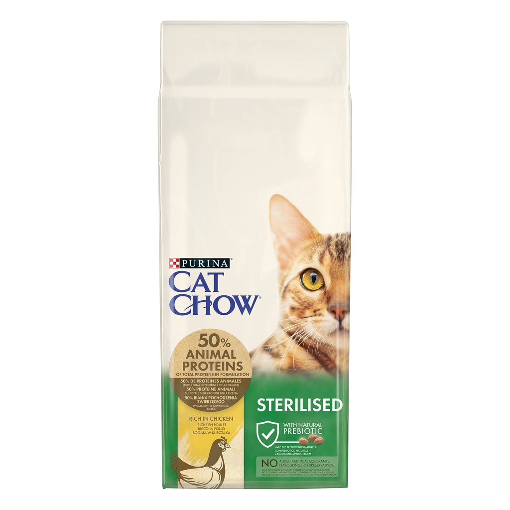 Purina Cat Chow Sterilised Ξηρά Τροφή για Ενήλικες Στειρωμένες Γάτες με Κοτόπουλο 15kg