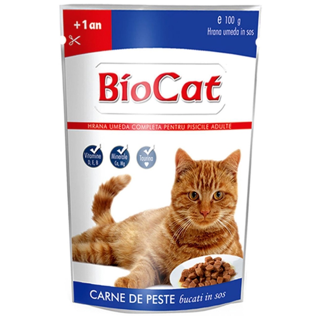 Biotur Biocat Υγρή Τροφή για Ενήλικες Γάτες σε Φακελάκι με Ψάρια 100gr 065878F