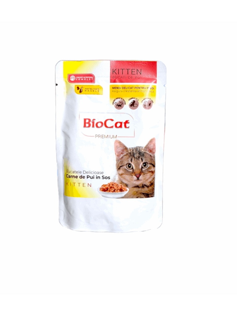 Biotur Biocat Premium Υγρή Τροφή για Ανήλικες Γάτες σε Φακελάκι με Κοτόπουλο 85gr 01BIOCAT