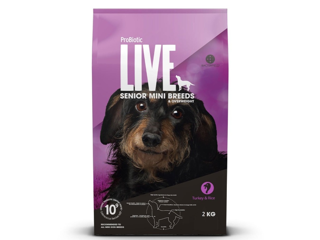 Probiotic Live Ξηρά Τροφή για Ηλικιωμένους ή Υπέρβαρους Σκύλους Μικρόσωμων Φυλών με Γαλοπούλα 2kg